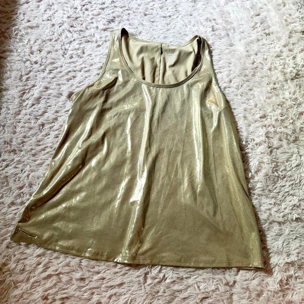 Livi Active Metallic Liquid Gold Tank Womens 20 Royal Mystical Statement Disco